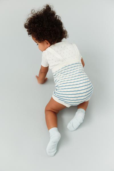 Baby Pointelle body kortærmet - Ecru