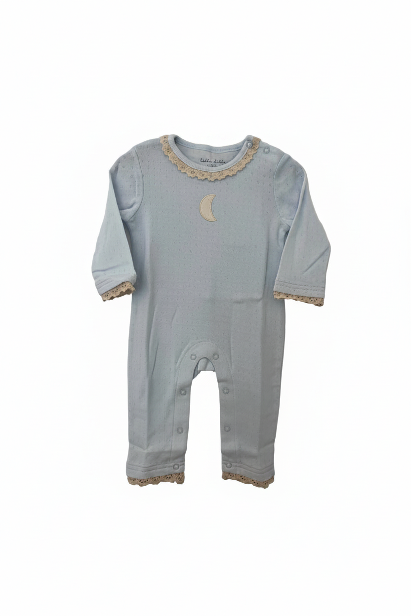Baby Pyjamas med broderi - Lyseblå