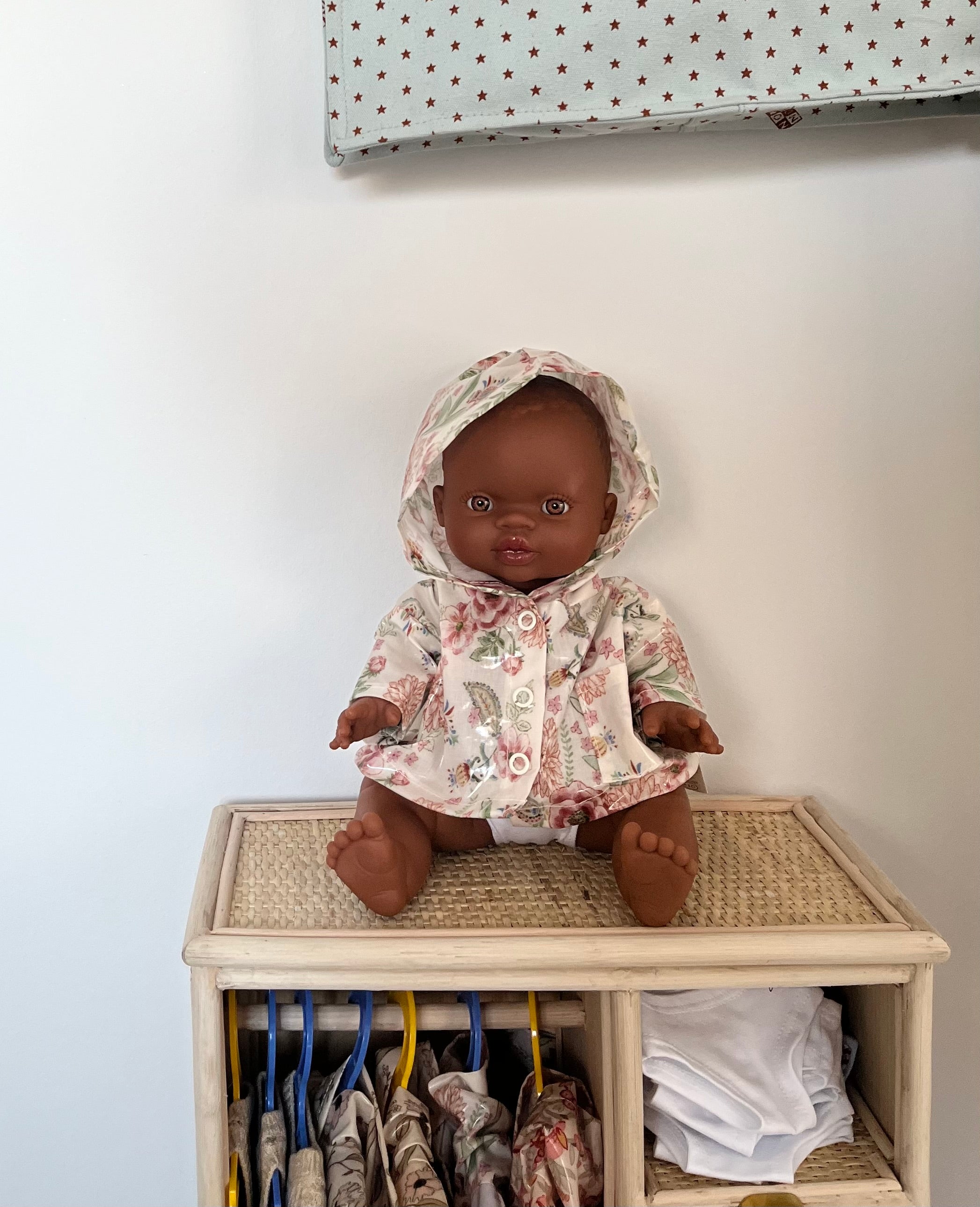 Dukke regnjakke - Dhalia lyserød blomst