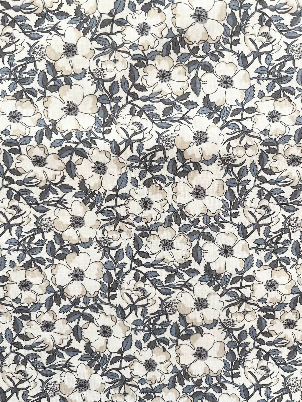 LIBERTY dukke sengetøj - Blå/Creme blomster
