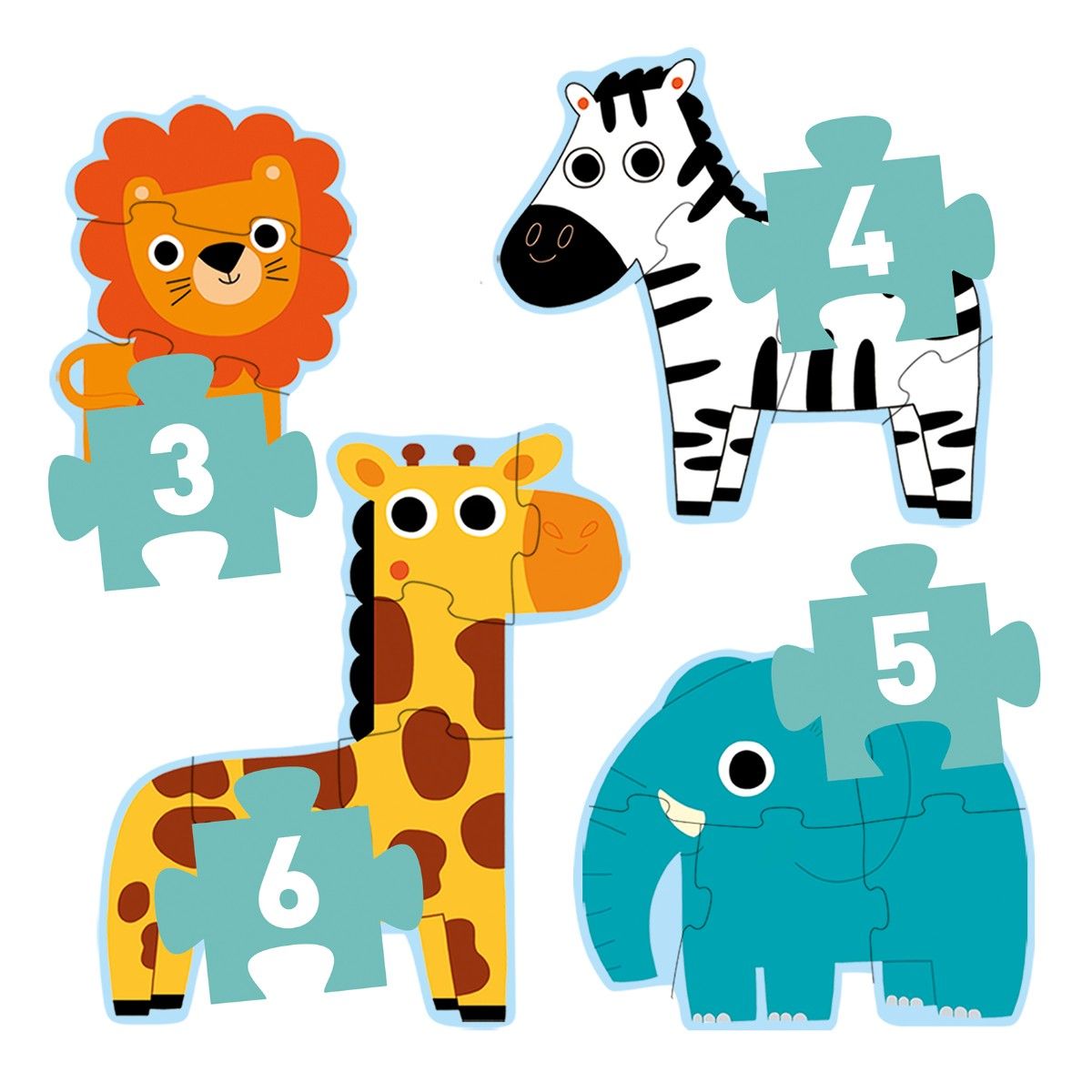 4 x puslespil - I junglen