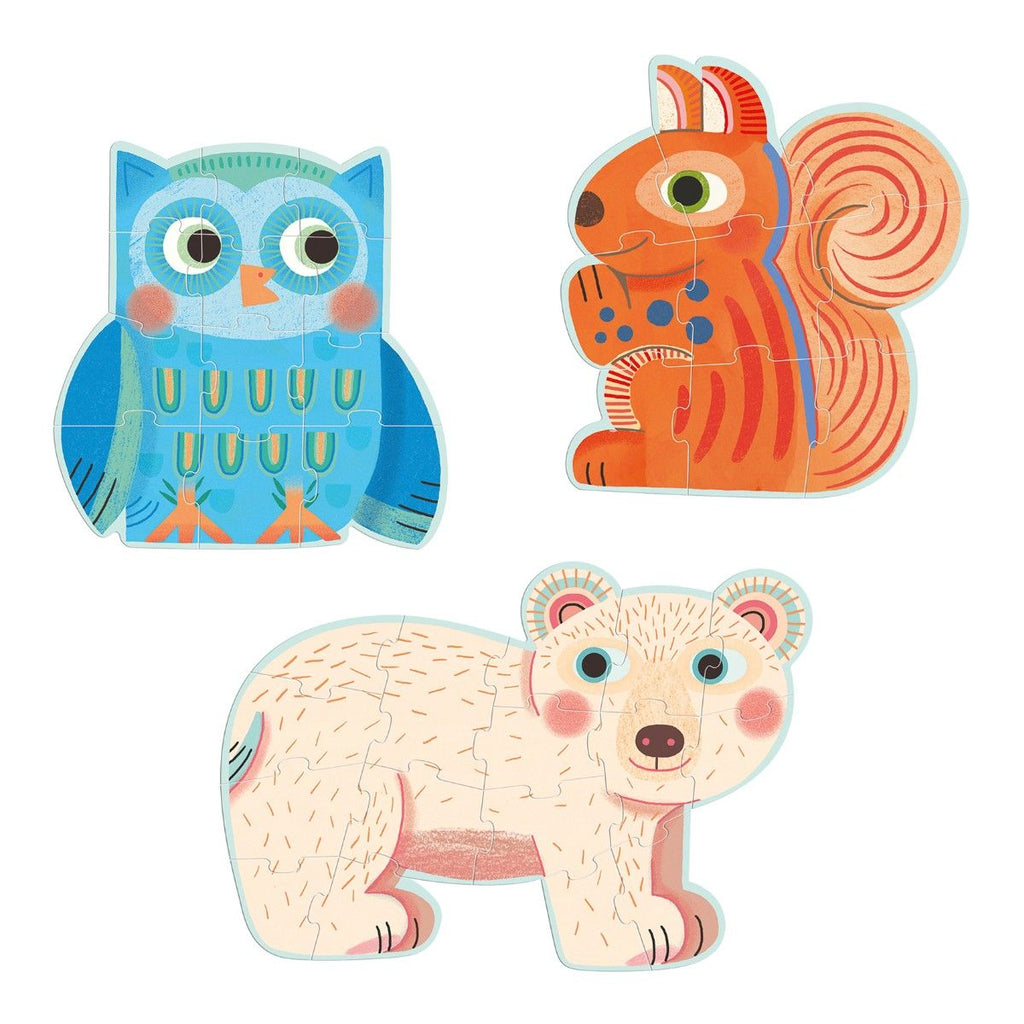 3 x puslespil - I skoven