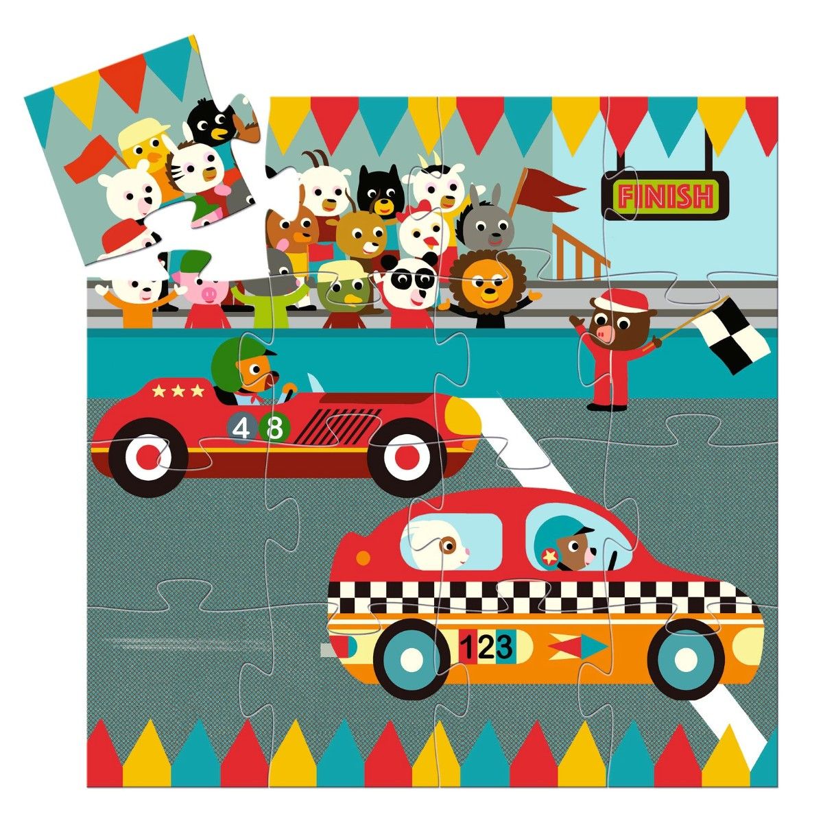 Puslespil med racerbil