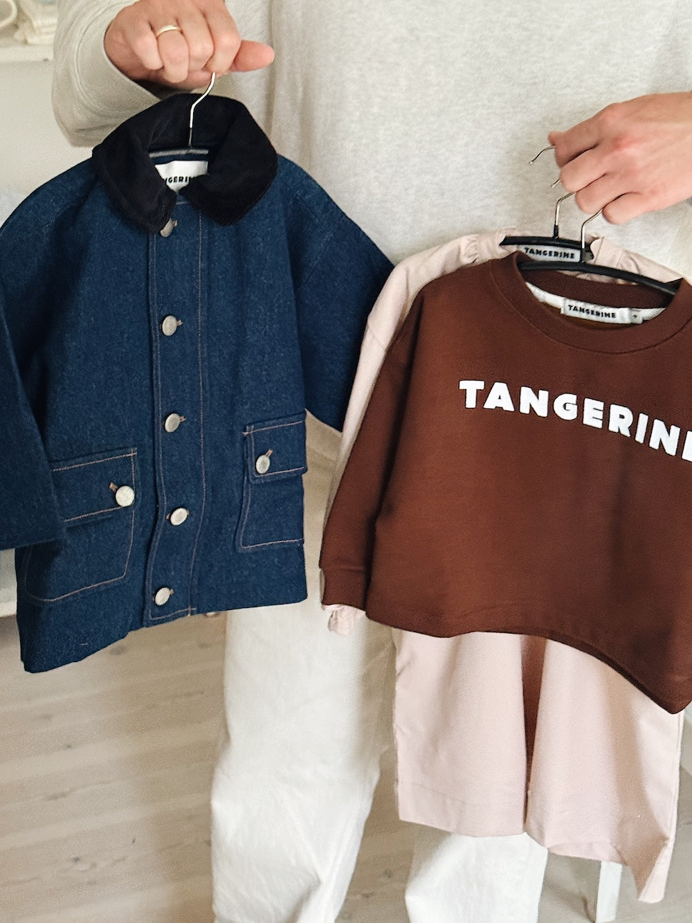 Tangerine Denim Jakke med Fløjlskrave