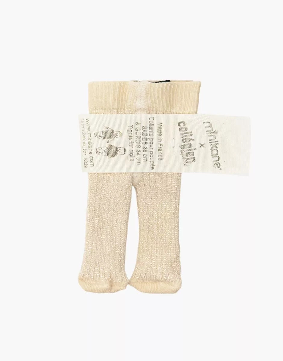 Dukke strømpebukser - Sand yellow glimmer