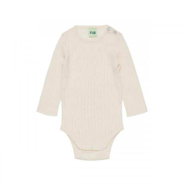 FUB Baby Pointelle Body i merinould - Ecru