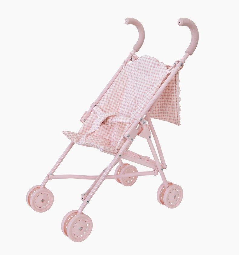 Dukkeklapvogn - Lyserød tern