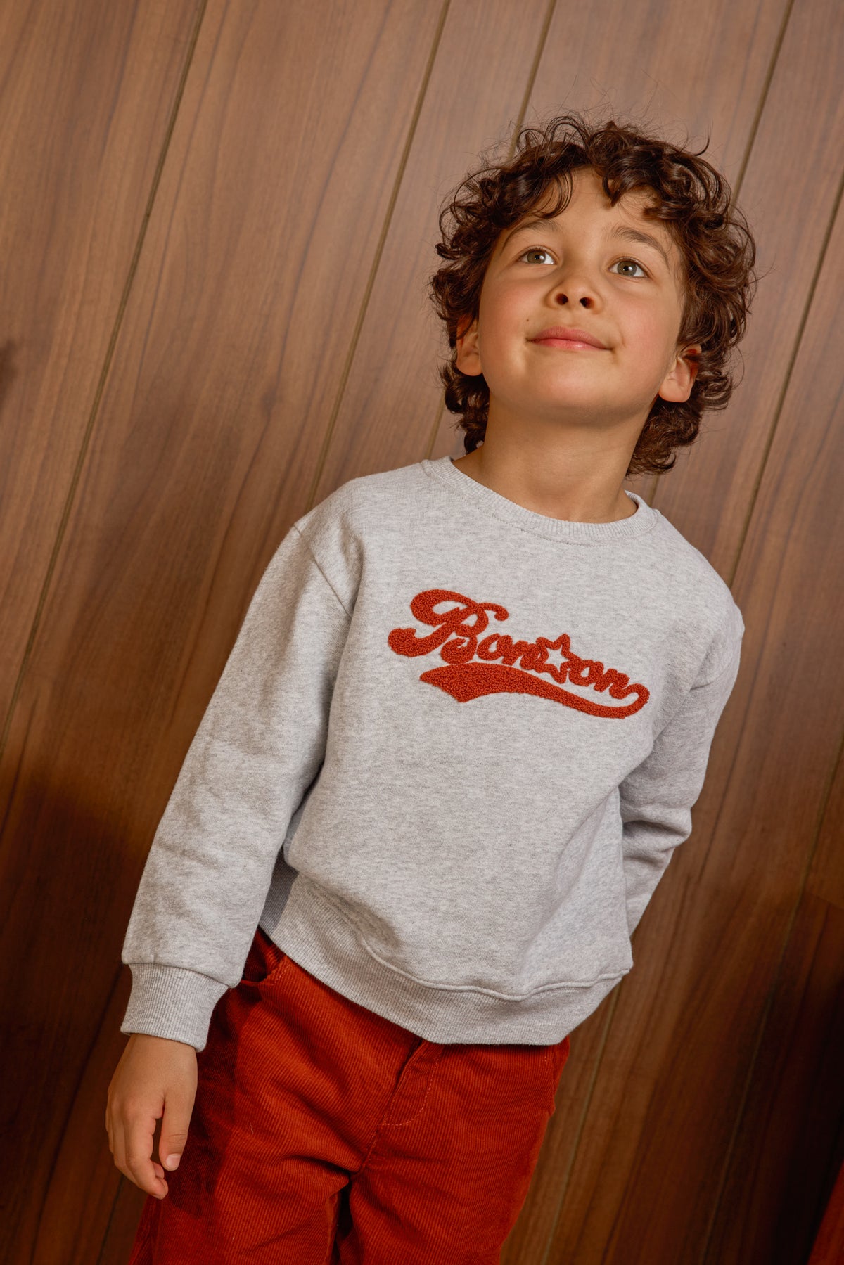 Bonton Smile Logoboy Sweatshirt med broderi - Lysegrå
