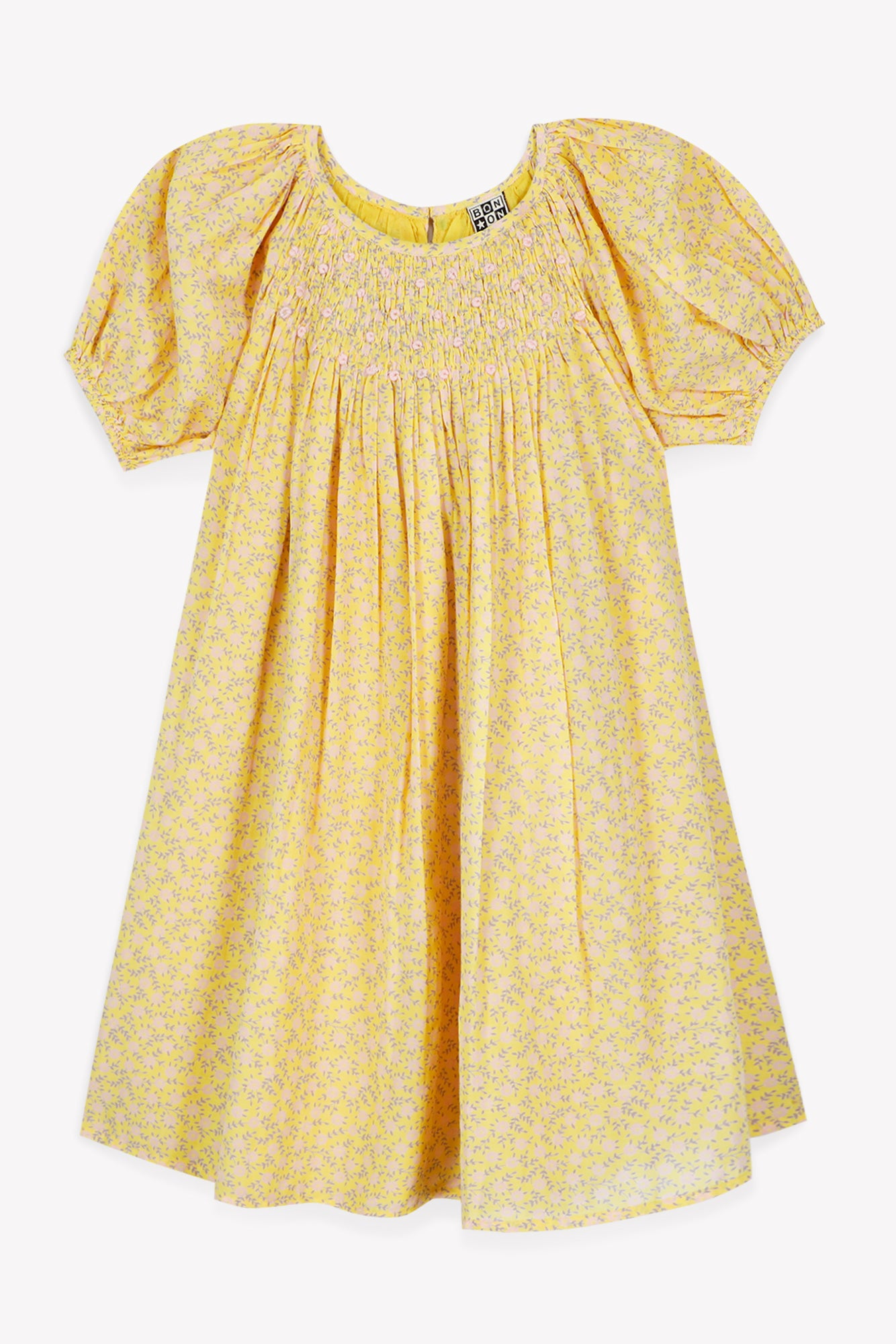 Nala kjole - Gul med blomster