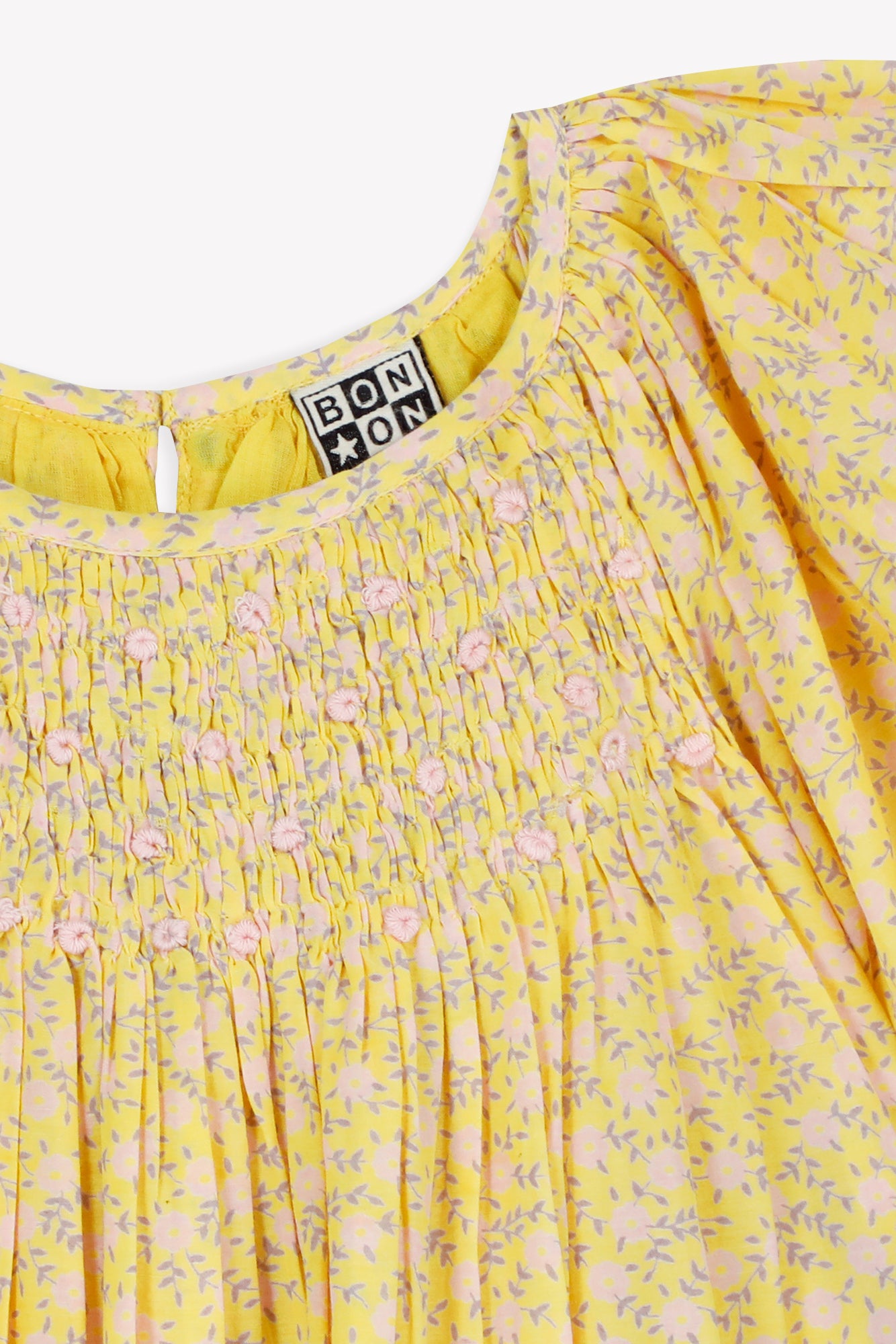 Nala kjole - Gul med blomster