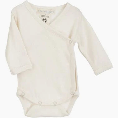 Serendipity newborn pointelle wrap body - Offwhite