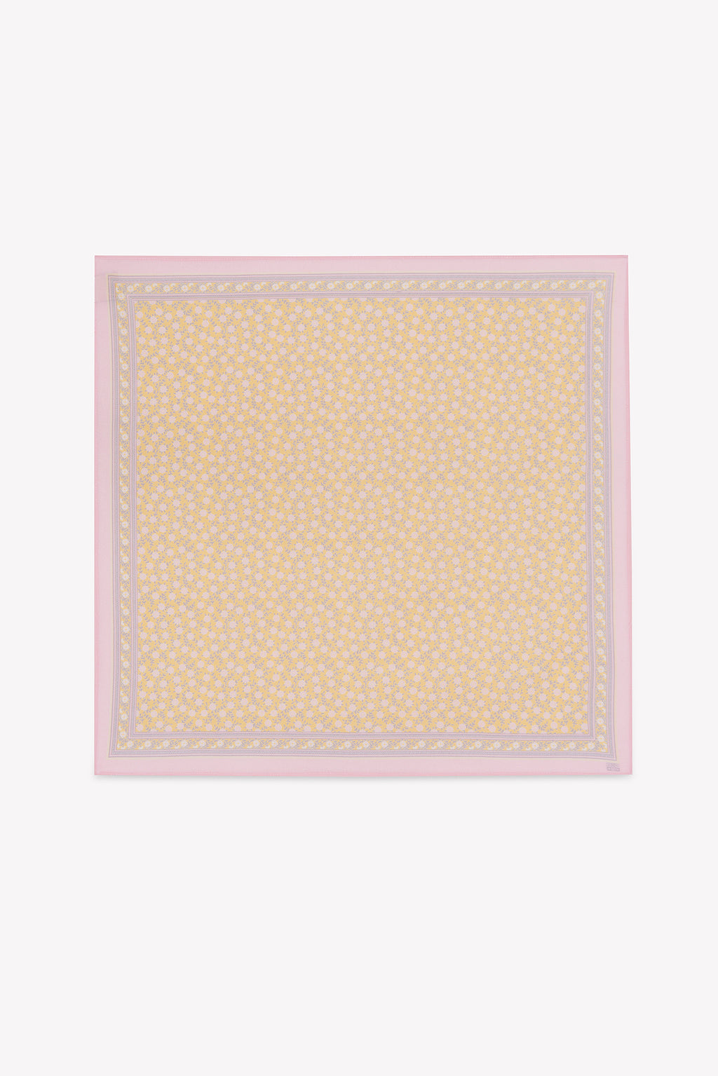 Tørklæde - Gul/Rosa blomst